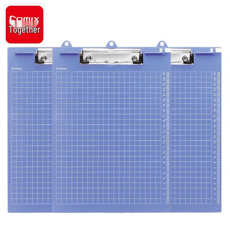COMIX A4 Blue Plastic Clipboards (3-Pack)