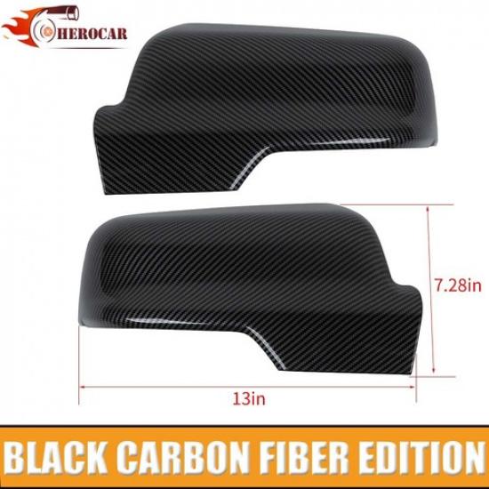 Exterior Rear View Mirror Cover Trim Bezel For Dodge Ram 1500 2018+ Carbon Fiber