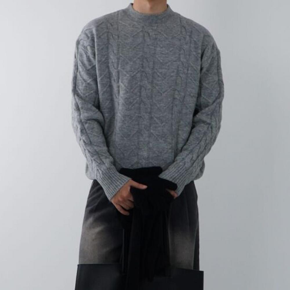 Onl Men Wool V Neck Cable Knit