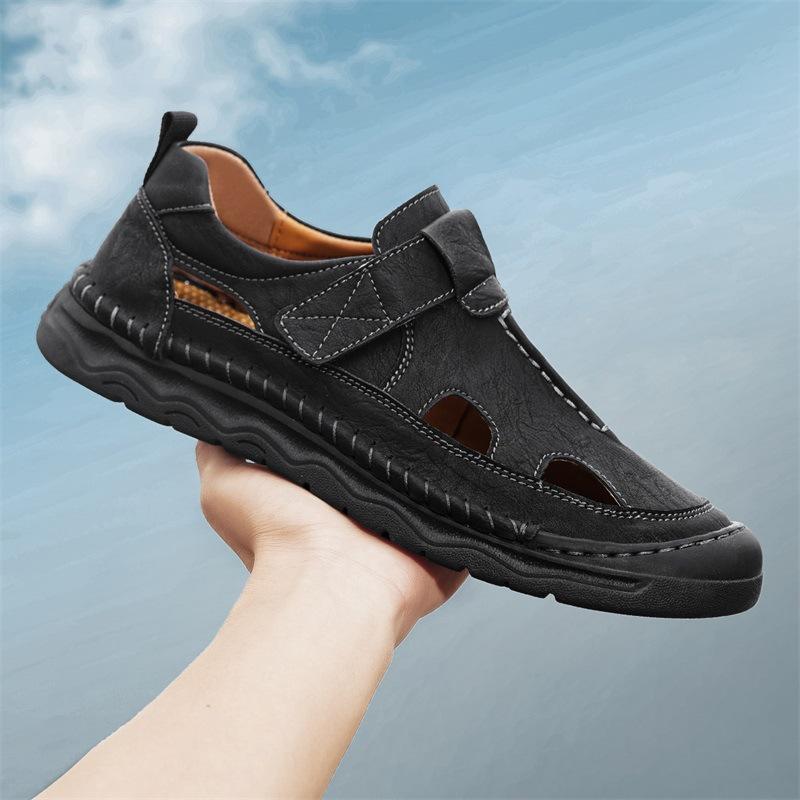 Popular sandals men's summer dad wear non-slip soft-soled driving hole shoes men's sports beach shoes