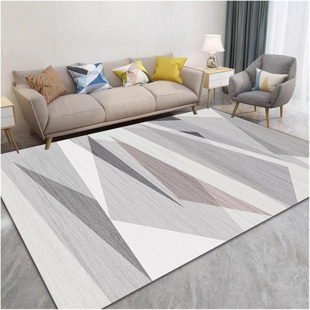 Vikama Nordic Geometric Luxury Loop Pile Rug - Washable Mat For Hall, Airbnb, Bedroom, Office, Home Decor