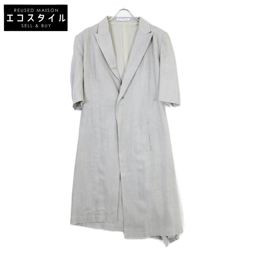 Y's YS-J06-302 Gray Linen Peak Lapel Coat Coat 1 grayUsed