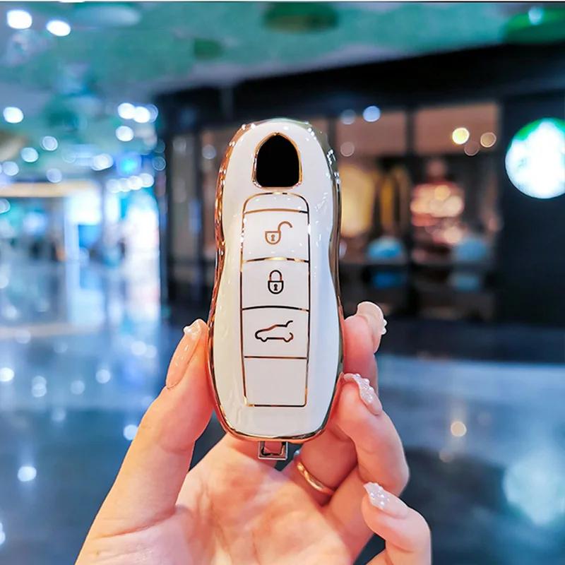 Fashion TPU Car Key Cover Case Shell for Porsche Panamera Carman Macann Bobst Cayenne 911 970 981 991 996 92A Keychain Accessori