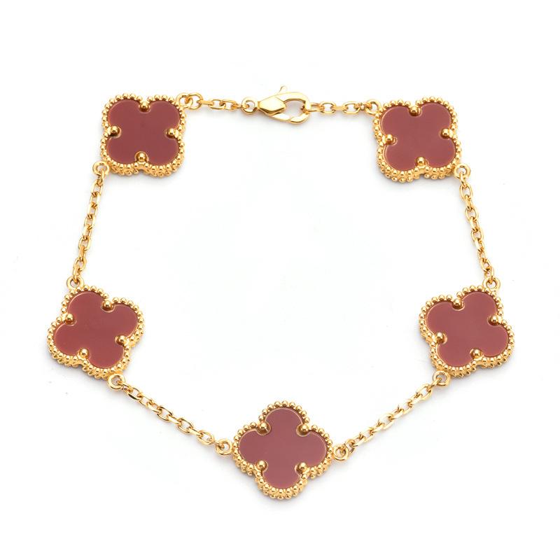 15mm Titanium Steel Double-Sided Four-Leaf Clover Bracelet Non-Fading Fashionable Four-Leaf Clover Flower Bracelet