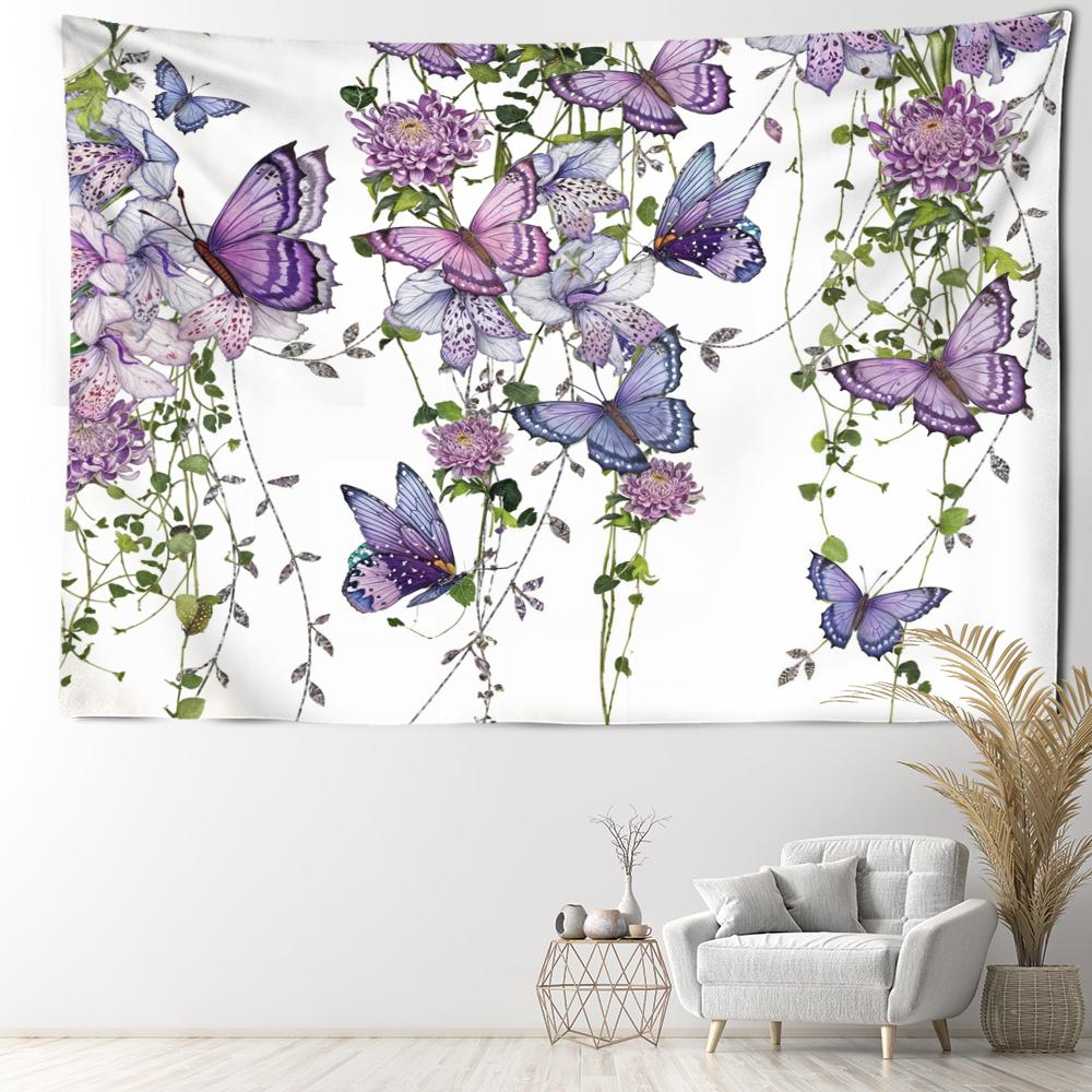 Vine And Butterfly Tapestry Wall Hanging Simple Art Bohemian Natural Hippie Tapiz Living Room Bedroom Home Decor