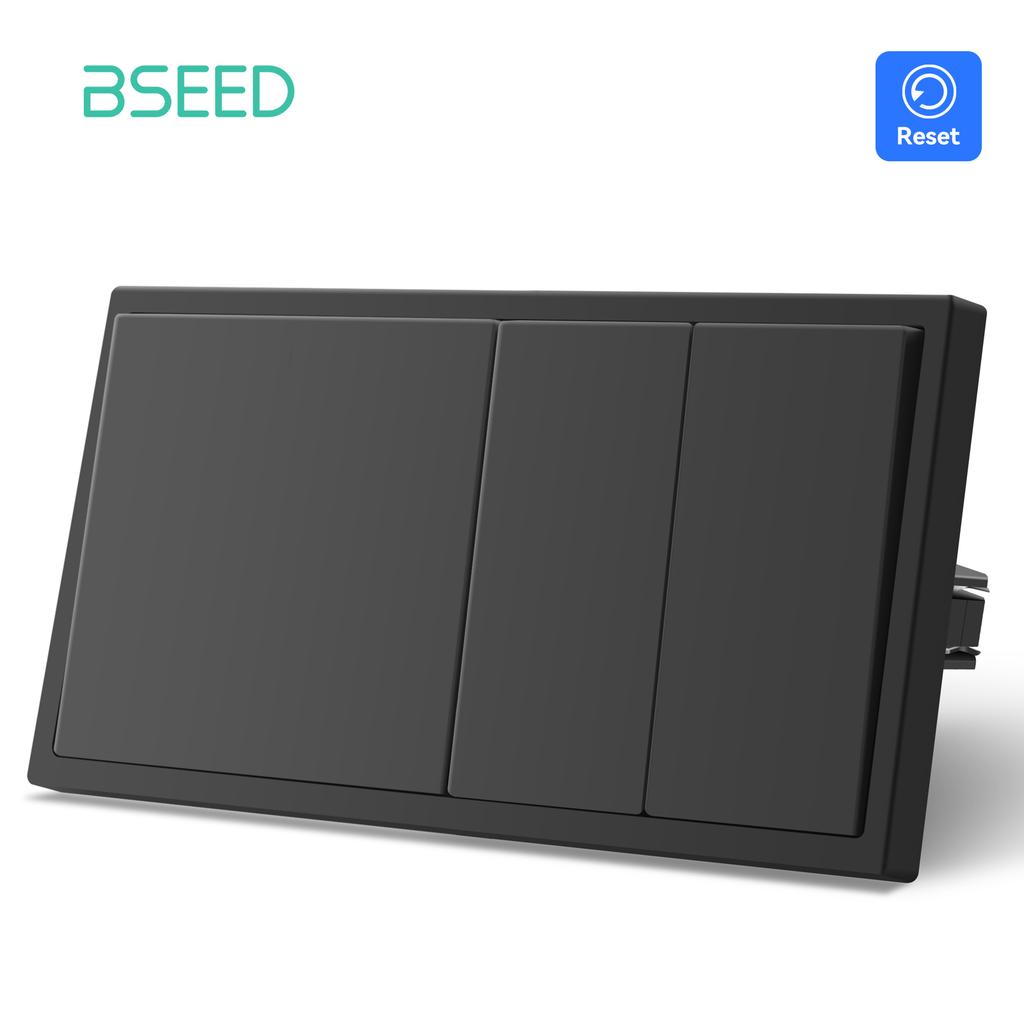 BSEED Single 1/2Gang Mechanical Light Switch Double Reset Wall Switch Bounce Buttons 1Way Plastic Matte Frames EU Standard
