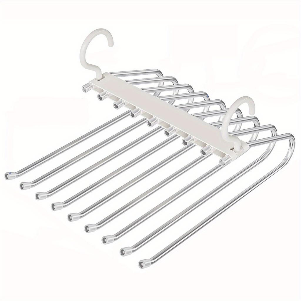 9-Poziomowy Antypoślizgowy Stalowy Wieszak na Spodnie – Oszczędzający Miejsce, Wielowarstwowy do Organizacji Szafy na Dżinsy, Legginsy i Spódnice