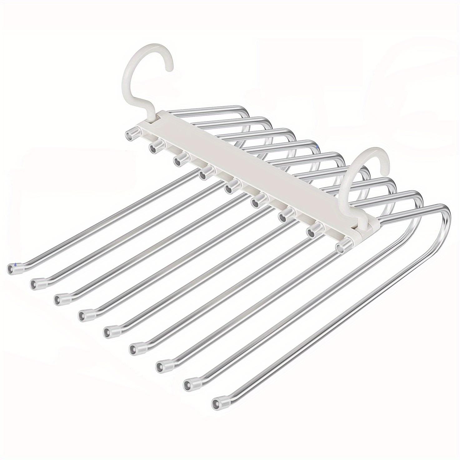 

9-Tier Non-Slip Stainless Steel Pants Hanger – Space-Saving, Multi-Layered for Closet Organization of Jeans, Leggings & Skirts белый