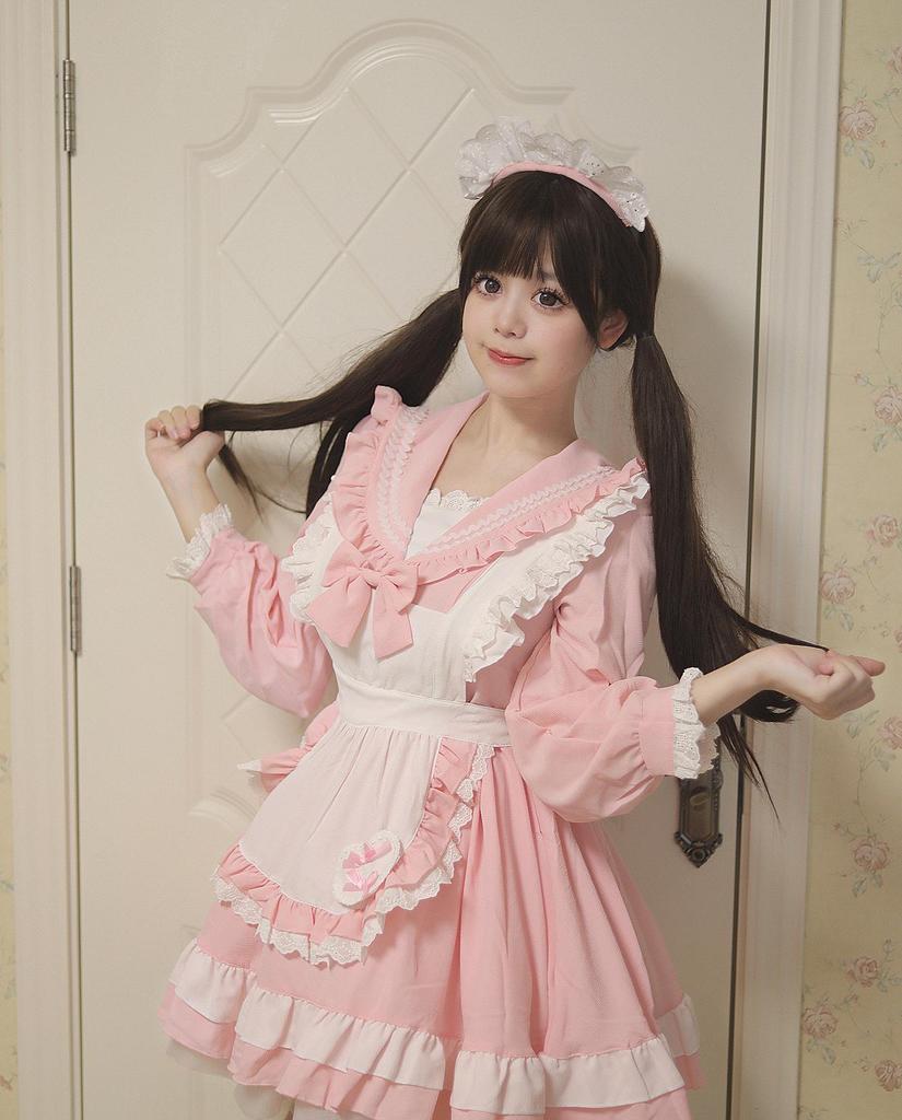 Daily Japanese Sailor Cosplay Maid Outfit: Long-Sleeved Dress with Apron