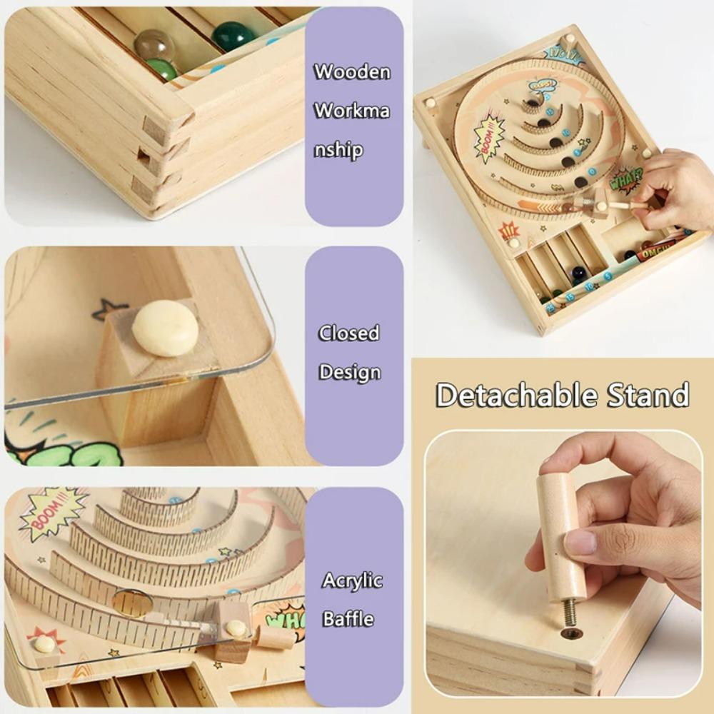 Wooden Pinball Machine Board Games Flipper Automat Mini Pinball Brain Teaser Pinball Table Game Party Social Adult Kids Toy Gift