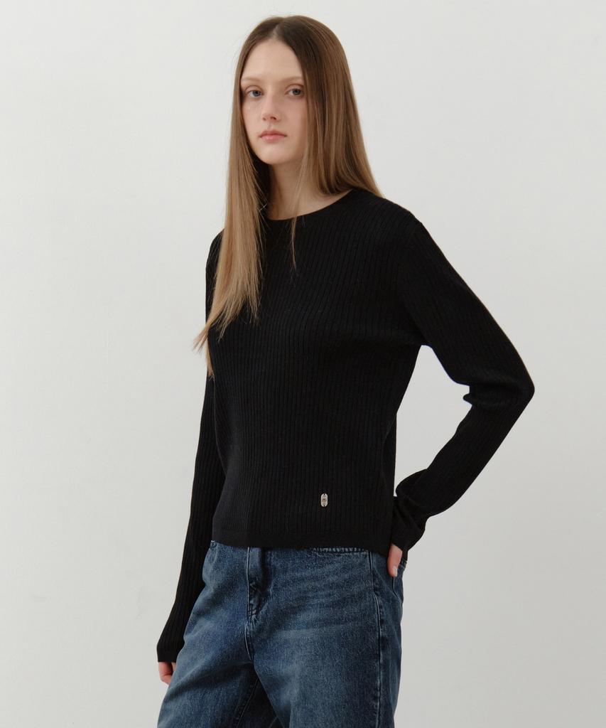 Wednesday Oasis For Woman Relaxed Basic Long Sleeve Knit_Black(Wc25-Kn58)
