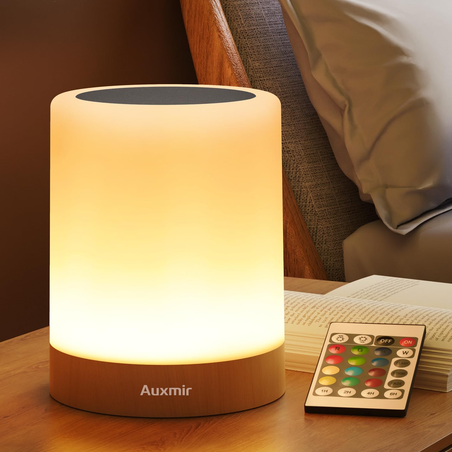

Auxmir Nursing Light, Night Light, Bedside Lamp, Ambient Lighting with Remote Control, Dimmable and Color Adjustable, Timer Function, RGB Room Light