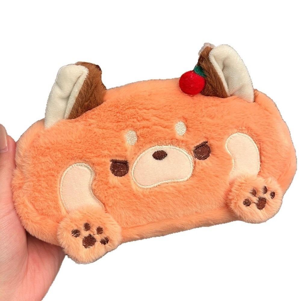 Cartoon Raccoon Pencil Case Soft Touch Stationery Storage Bag Plush Pencil Box Gift
