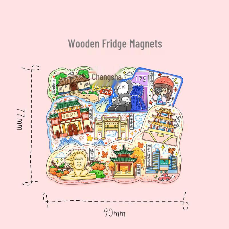 Hunan Changsha 3D Holz Kühlschrankmagnet: Kulturelles, kreatives Souvenir für Touristen
