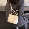 High-End Korean Style Women's Solid Color Basket Bucket Crossbody Handbag - 2025 