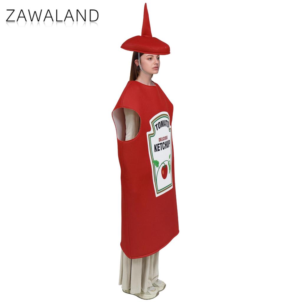 Zawaland Rød Tomat Lækker Ketchup Kostume Voksen Dreng Pige Sjov Udklædning Dragt Gul Sennep Halloween Cosplay Festtøj