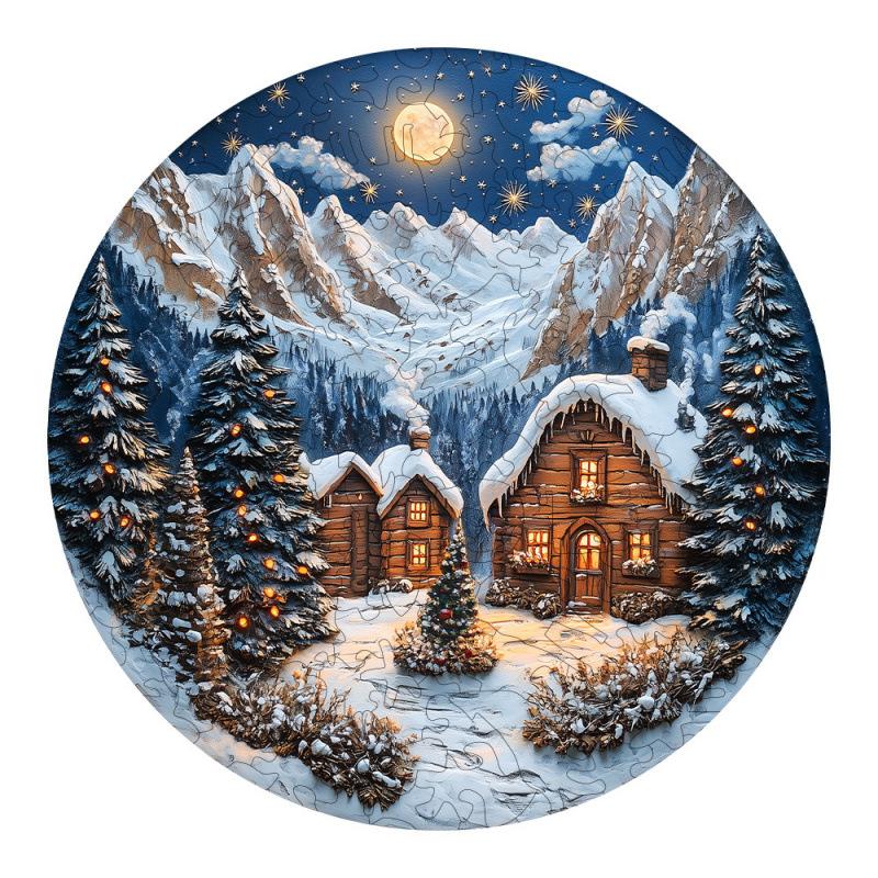 Wooden Puzzle Christmas Snow Scene Small Animal Shape Puzzle Flat Wooden Puzzle