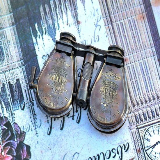 10,16 cm Mosiężna Lornetka Morska z Skórzanym Futerałem Okulary Operowe, Luneta R J Beck Londyn 1875 Prezent