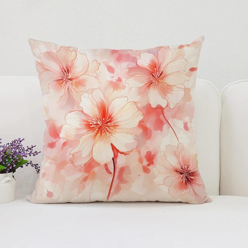 Cushion Cover 50X50 Japanese Cherry Blossom Bed Pillowcases Covers For Bed Pillows Pillow Cases 45X45 Cushions Cover Home Decor