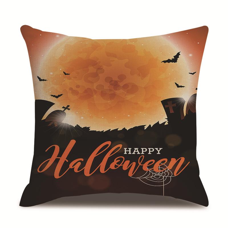 Halloween Linen Pillow Cover Printed Pillow Cover