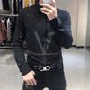 Spring Autumn Long Sleeve Diamonds Print Shirt Hombre Casual Letter Fashion Bottoming Blouse Men All-match Y2K Top Male Clothes