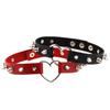 Spike Studded Heart Necklace Punk PU Leather Collar for Women Gothic Harajuku Jewelry