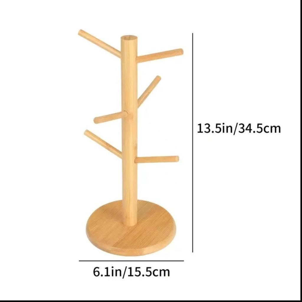 Bamboo Tree-Shape Mug Rack for Kitchen and Living Room