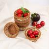 WTEMPO Round Mini Handmade Wicker Baskets Mini Round Baskets for Kitchen and Dining Display Decoration Gifts and Crafts Mini Picnic Baskets