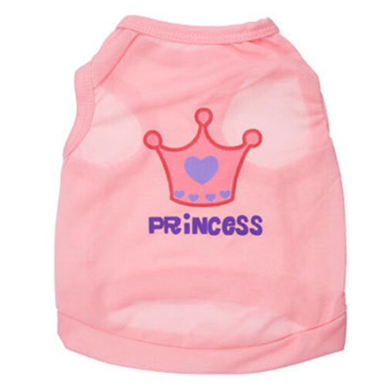 T-shirt Gilet Estivo con Lettera e Corona da Principessa per Cane Gatto Cucciolo Costumi