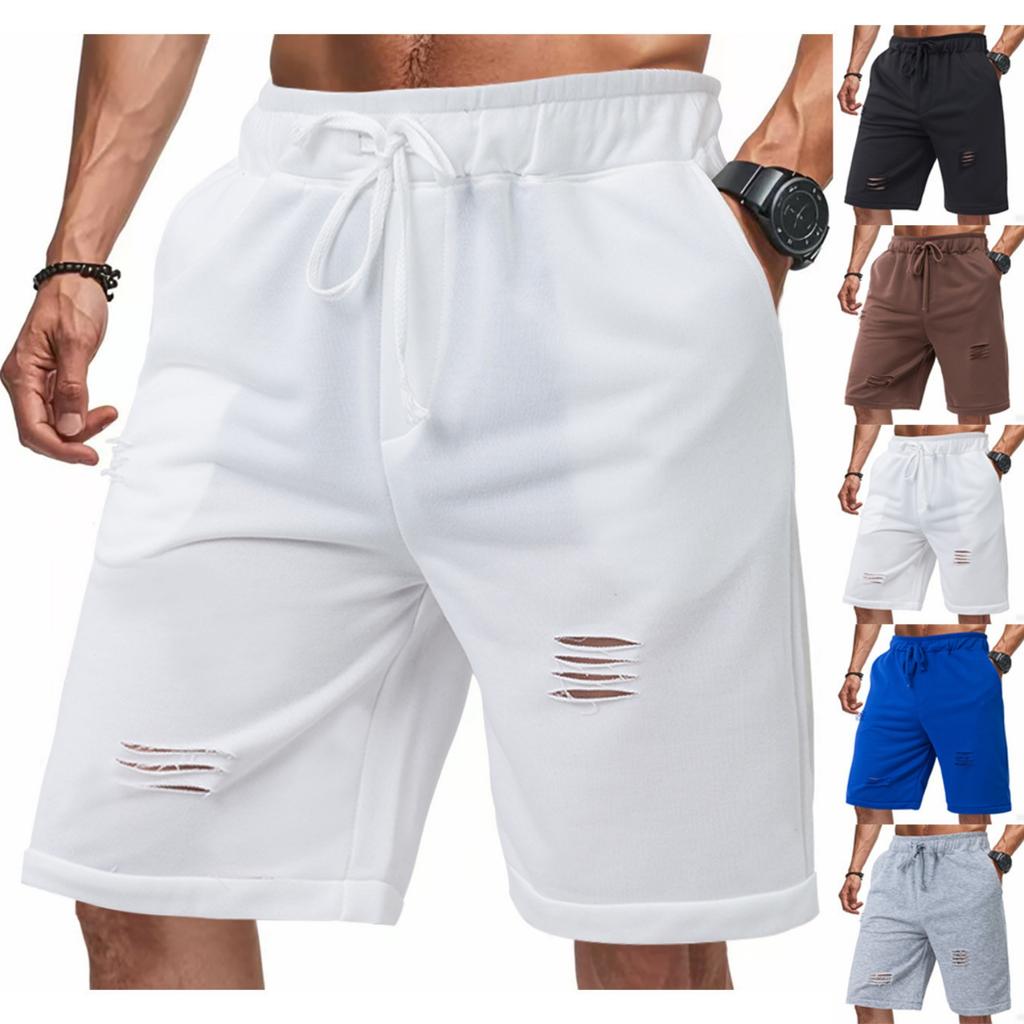 Men's Ripped Loose Fit Cloth Athletic Shorts