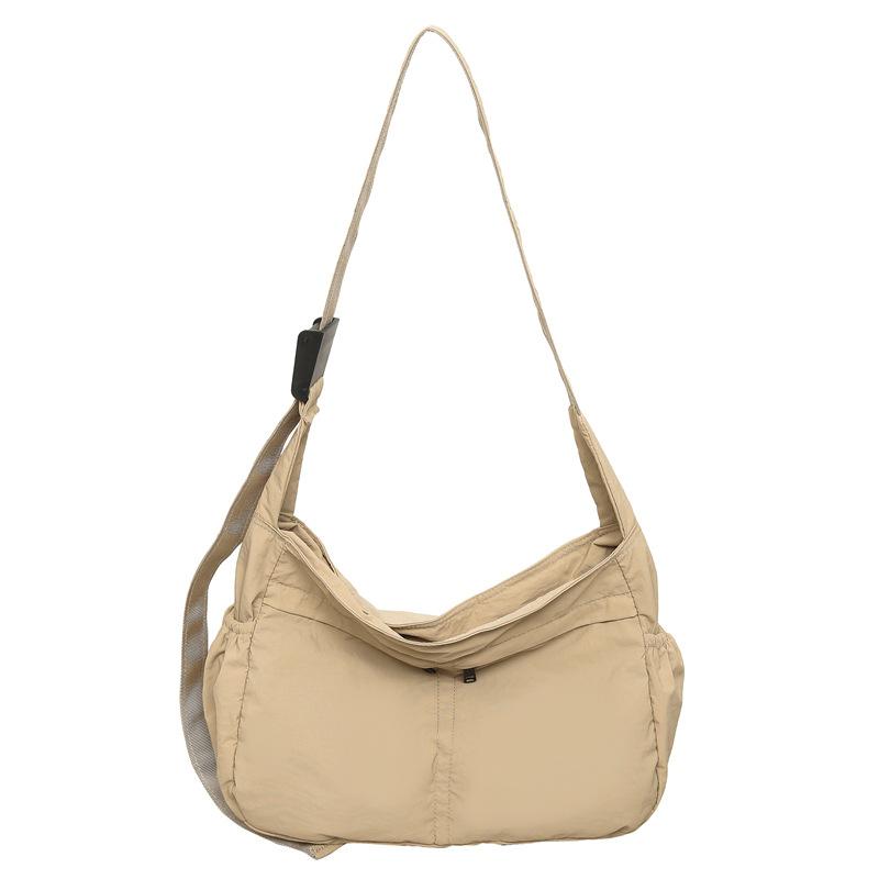 Nylon Crossbody Bag Men Women Casual Shoulder Bag with Front Pockets and Adjustable Strap