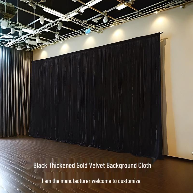 Gold and Black Velvet Wedding Backdrop with Red Gauze Drapes