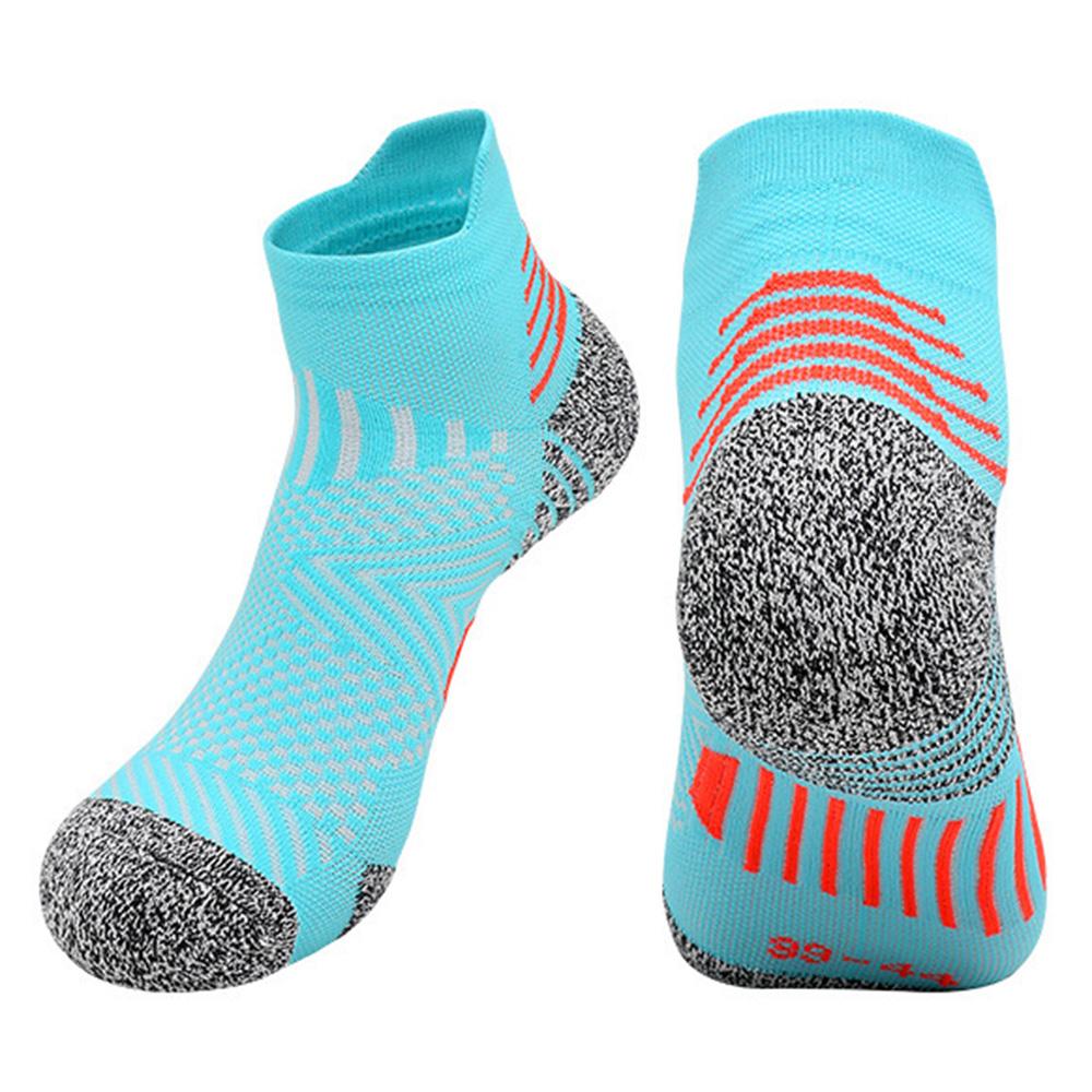 

PORFIN JCB3008 1 Pair Sports Running Socks Breathable Low Cut Socks L Size, 39-44 for Men Women Lake Blue and Orange
