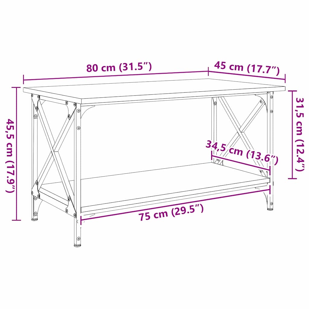 Coffee Table Reclaimed Wood Look 80 x 45 x 45.5 cm Engineered Wood