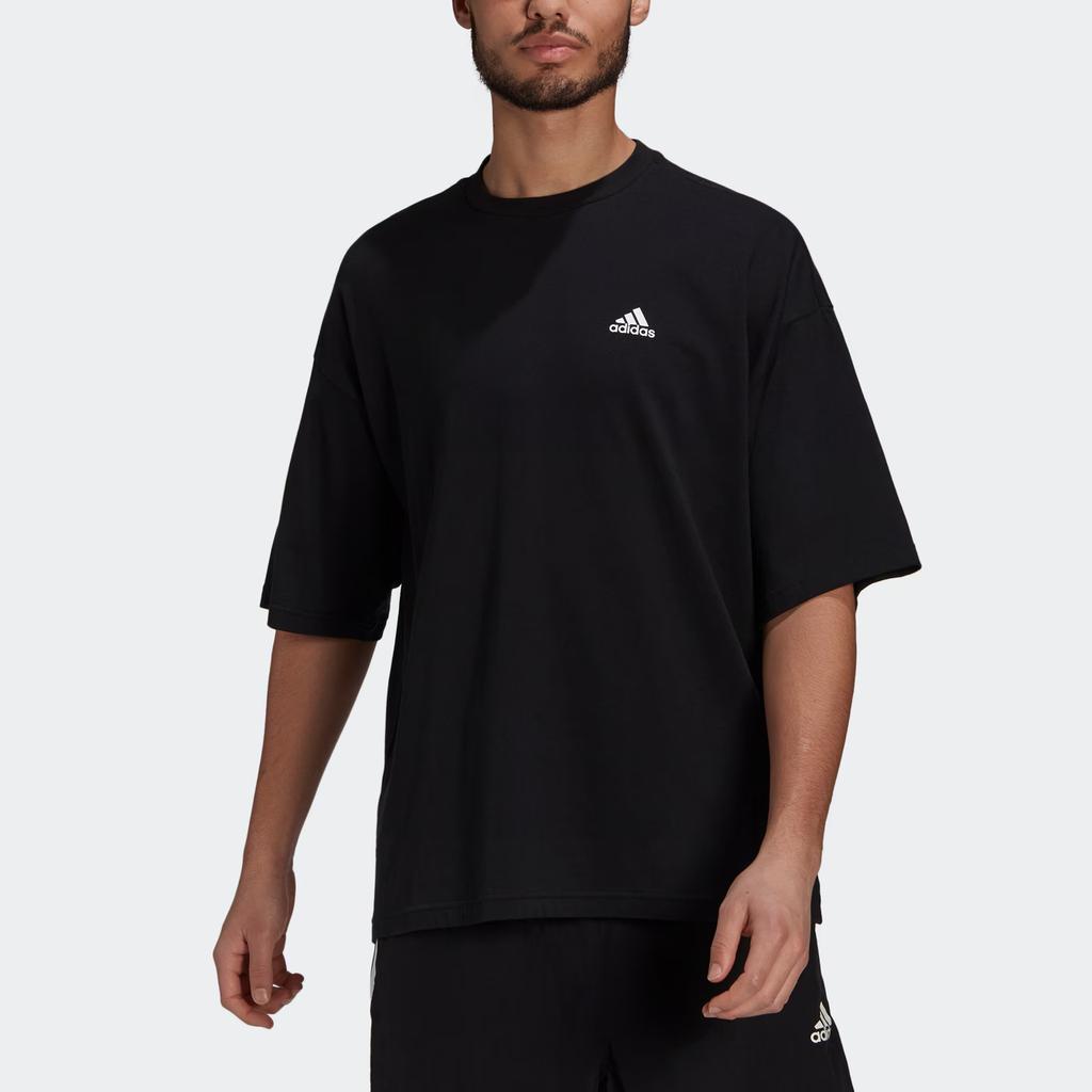 Adidas Logo Breathable Solid Color Casual Sport Short Sleeve T-Shirt Men Tops Black H61130