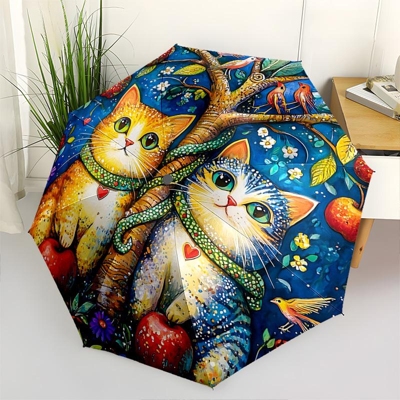 1pc Auto-Folding Umbrella with 3-Fold Design, 8-Bone Iron Frame, Perfect for Festivals, Travel, Daily Use, and Gifts!B052