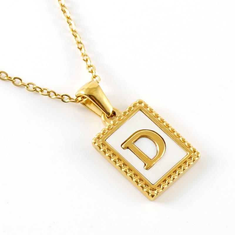 18K Gold Stainless Steel Letter Pendant Necklace – European and American Style Titanium Steel Clavicle Chain for Women