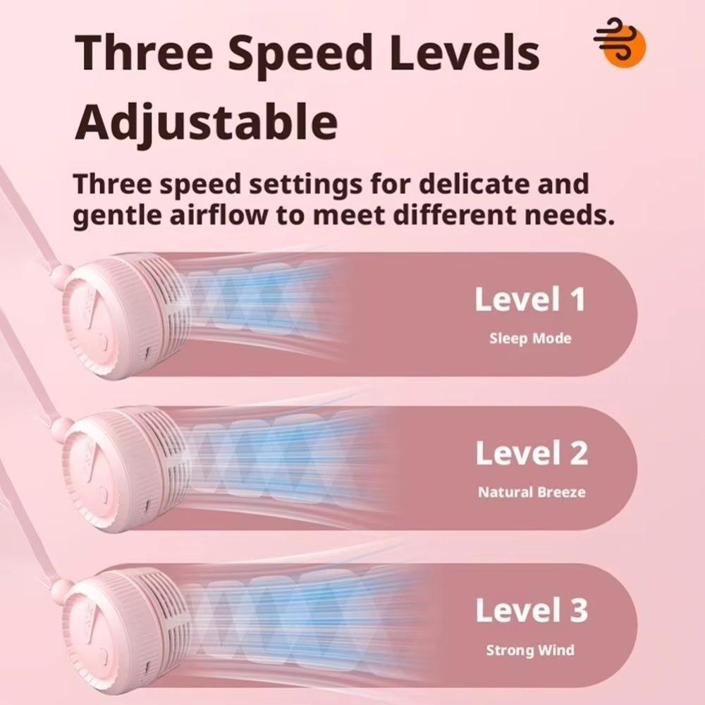 Portable Bladeless Neck Fan 3-Speed Adjustable Hanging Fan Mini Cooling Fan  Sports