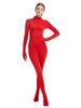 Women's Solid Color Zentai Bodysuit with Attached Hands and Feet - Dancewear Tight Suit for Stage Performance