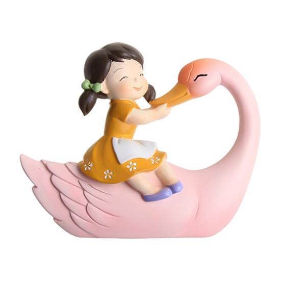 Decorative Wall Switch Decal 3D Resin Stickers, Fairy Tale Girl on Swan Decor, Sticker Peel & Stick Light for Kids Bedroom Nursery Home Decor