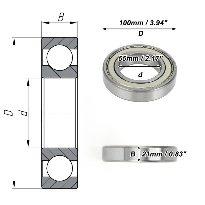 Motoforti 6211ZZ Deep Groove Ball Bearings P6 55x100x21mm Lubricated Bearings Double Metal Seal Scooter Skateboard Wheel