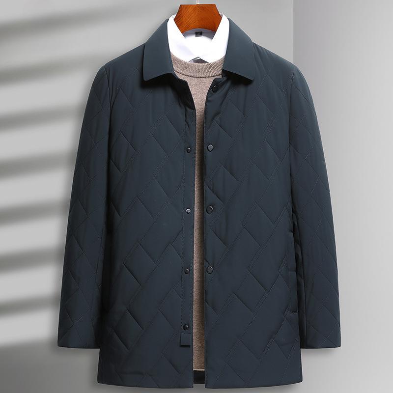 Men's Lapel Light Cotton Coat New Coat Autumn and Winter Middle-aged Casual Cotton Coat Warm Dad Cotton Jacket