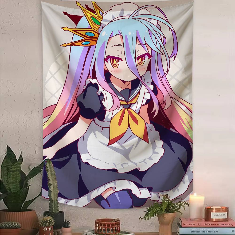 Anime No Game No Life Tapestry Bohemian Tarot Hippie Wall Hanging Dorm Kawaii Shiro Girl LARGE Wall Art for Bedroom Living Room