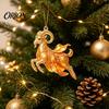 Acrylic Festive Pendant Decorations Galloping Goat Hanging Ornament, 2D Flat Pendant, New Year Christmas Tree Holiday Accessories Decoration for Tree,