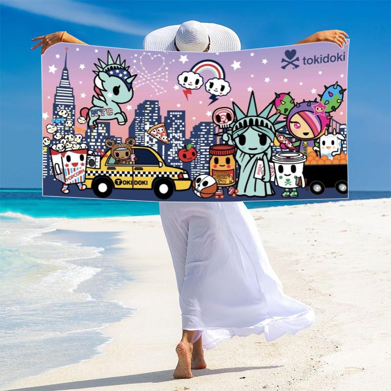 Tokidoki Anime Print Beach Towel, Large Soft Quick Dry Towel for Beach Camping Swimming