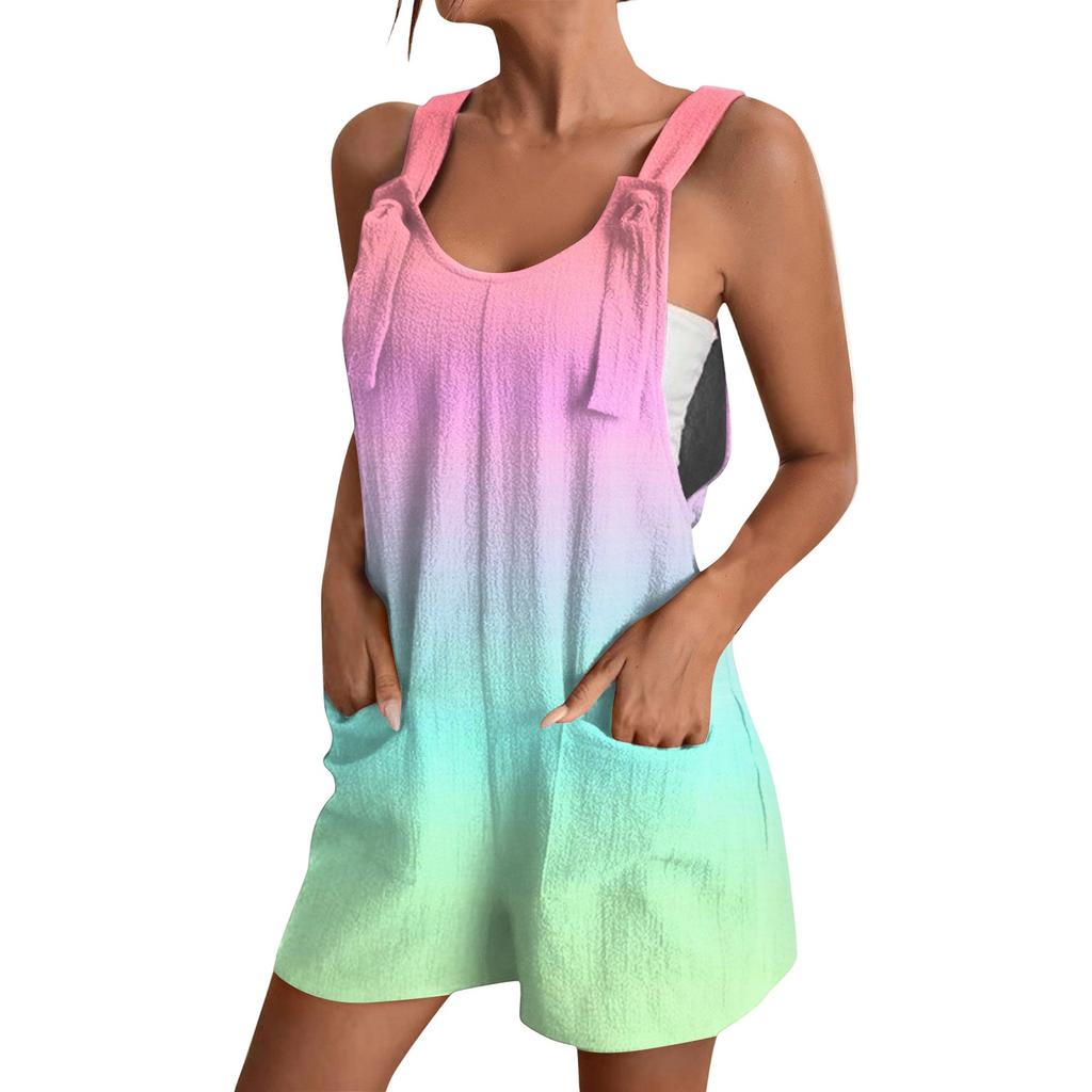 Women's Fashion Gradient Printed Jumpsuit Casual Jumpsuit Shorts