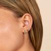 Exquisite Stainless Steel Tassel Chain Hoop Earrings for Women Simple Green Zircon Ear Piercing Earrings Fashion Jewelry Aretes