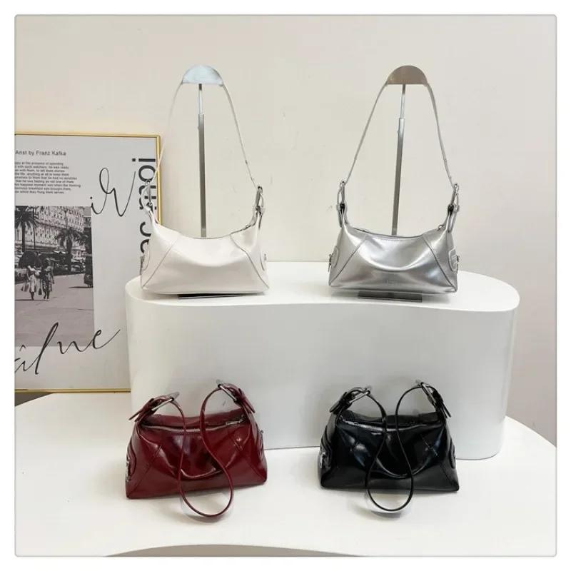 High-quality PU Zipper Crossbody Bag with Solid Color Fashionable Satchels Soft Versatile Shoulder Bag Feminine