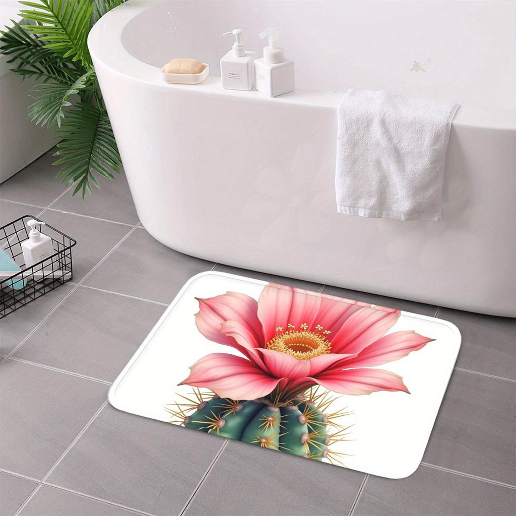 1PC Flral & Cactus Harmony Kitchen Rug Non-Slip Door Mat Pop Design Bathroom Rug Bath Mat Carpet for Home Sink Laundry Decor