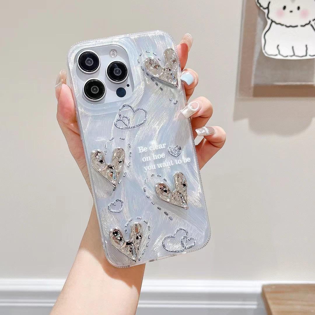 

Feather Silver Is Suitable for The Folding Love Phone Case of Apple 16PROMAX and The Hard Protective Case of Iphone Exr 13 Bracelet Apple 12